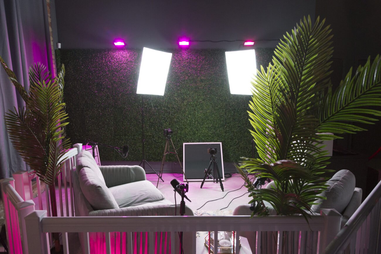 Toronto Podcasts Backdrop Green Pink